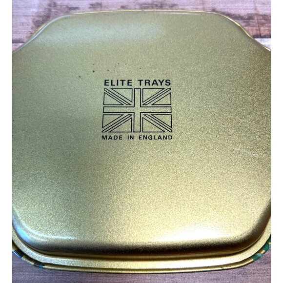 Vintage Gold Metal Tray With Hand-Painted Birds & Floral Design By Elite Trays M - Picture 3 of 3